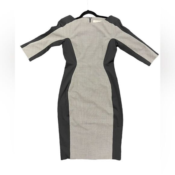 Lela Rose LONG-SLEEVE SIDE-PANEL Plaid Pencil DRESS, NWT - Picture 2 of 4